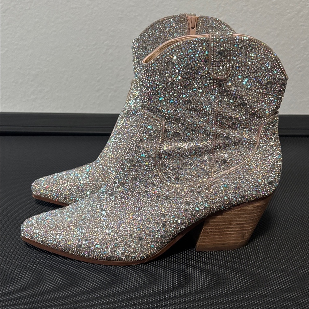 Betsey Johnson: Emory Rhinestone Western Boot - Picture 3 of 7